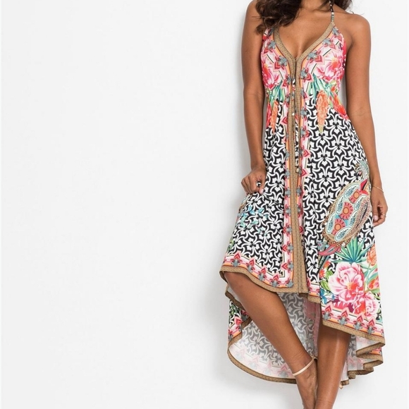 VENUS Floral High Low Dress - Pink and Black - Picture 2 of 13